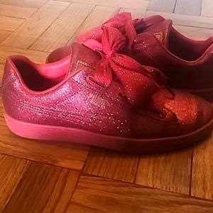 Puma Red Basket Heart Glitter sneakers